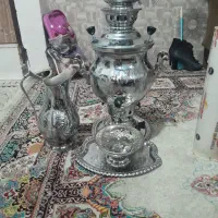 سماور گازی ،ذغالی مس برنج روکش کروم.طرح تخت جمشید