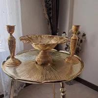 شمعدان  و ظرف میوه خوری برنجی
