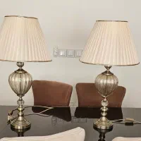 دو عدد آباژور رومیزی سایز بزرگ طوقه کریستال