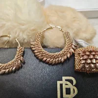 گوشواره و انگشتر با منجوق های میوکی ژاپن