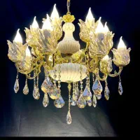 لوسترگلوریاسرامیکی.برنجی۱۰+۴+۲شعله برنجDfy light34
