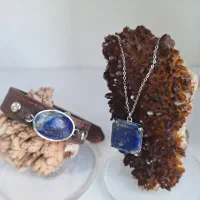 دستبند و گردن اویز لاجورد اصل ،گردنی عقیق