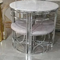 میز ناهار خوری کم جا فلز کروم