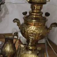 سماور زغالی برنجی یک لیتری