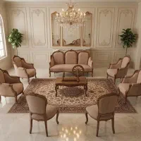 مبل 9 نفره با پارچه تدی کرم