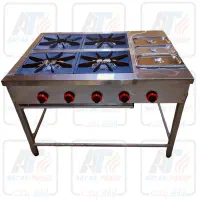 فر دو کاره صنعتی/اجاق گاز4شعله صنعتی+کانترگرم3خانه