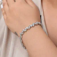 دستبند جواهری فول نگین مدل خوشه عیار ۹۲۵ نقره برف