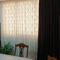 ۲ عدد پرده مخمل و تور خامه دوزی