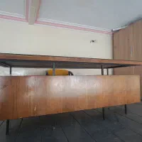 میز اداری/مدیریتی چوب گردو با پایه فلزی
