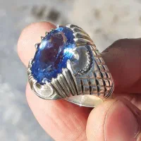 دوتا انگشتر نقره جواهری توپاز و یاقوت استار