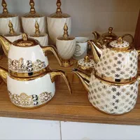 کتری قوری چینی لعابی قوری طلایی دکوریجات چینی طلای