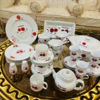 سرویس گل گوجه گلسرخی کریستال قهوه خوری