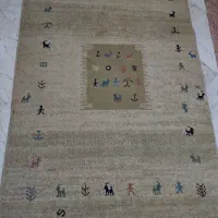 فرش گبه ماشینی رنگ نخودی (دو تخته)
