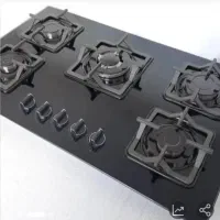 گاز رومیزی پنج شعله ای استیل و شیشه