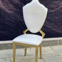 صندلی فلز ابکاری طلایی/چرم سفید تالار رستوران عقد