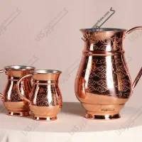 ظروف‌مسی/سرویس پارچ و‌لیوان مسی ترک طرح دار/اقساطی