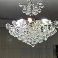 لوستر  نو۱۰ شاخه کریستال نقره ای گوی دار