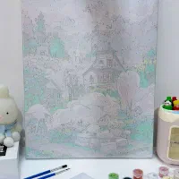 بوم آبرنگی نقاشی شماره گزاری با اعداد/تابلو نقاشی
