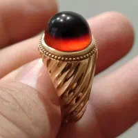 انگشتر دست ساز تمام طلا پرویز مختاری سنگ دو پوست