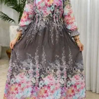 پیراهن نخی گلدار