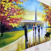 تابلو نقاشی شهرباران پاییزی