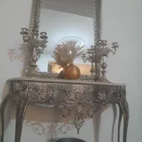 آینه شمعدان برنجی آبکاری نقره