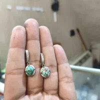گوشواره نقره با فیروزه نیشابور