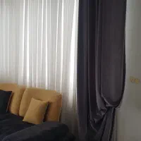 پرده حریر و شال کناری مخمل