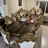ست میز ناهارخوری ۱۰ نفره‌ و مبل استیل سطنتی ۷نفره‌