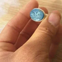 انگشتر نقره عقیق آبی کار دست مهردار