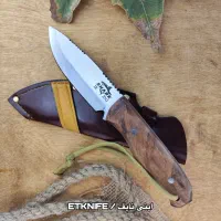 چاقو بوشگرفت فولادآهنبر دستساز شارک زنجان+غلاف چرم