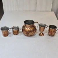 ست پارچ و لیوان مسی چکش کاری