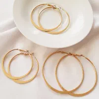 گوشواره حلقه ای سه جفتی طلایی مینیمال