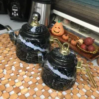 کتری قوری لعابی ماربل مشکی