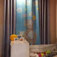 پرده پانچی اتاق کودک طرح فیل و لوستر