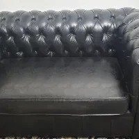 مبل نیم ست ۴ نفره چستر مشکی با جلو مبلی
