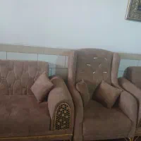 مبل هفت نفره کلاسیک پایه فلز طلایی