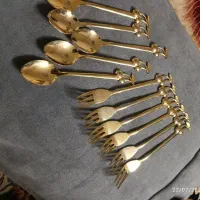 قاشق چنگال میوه خوری روکش طلا ساخت ژاپن