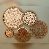 دیوارکوب ماندالاحلقه کنفی سبک بوهو ۵تایی