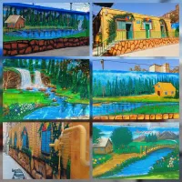 دیوارنویسی، نقاشی مدارس ، طرح سنگ باغ، دیوار نویسی