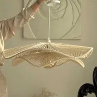 لوستر و اباژور دستساز با نخ مکرومه و رافیا