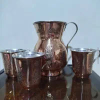 پارچ و سه عدد لیوان مسی