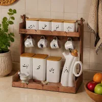 استند چوبی نظم دهنده لوازم آشپزخانه