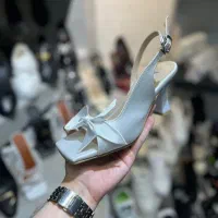 صندل کفش مجلسی پاشنه بلند ساتن مشکی کرم سفید زنانه