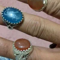 انگشتر عقیق یمانی اصل و عقیق معدنی آبی.دست ساز.
