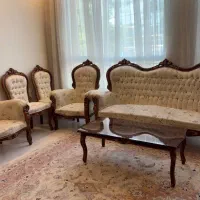 مبلمان استیل خانگی و میز جلو مبلی و دوتا عسلی