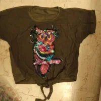 کراپ جلو بند دار طرح جغد بچه گانه