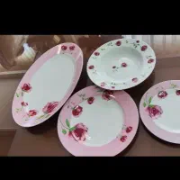 سرویس شیش نفره چینی زرین پینک رز 5000 چهار دست