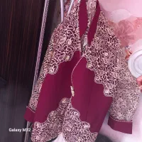 کت دامن کرپ گیپوری زرشکی سایز بزرگ