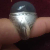 انگشتر نقره،نگین عقیق کبود لانه زنبوری